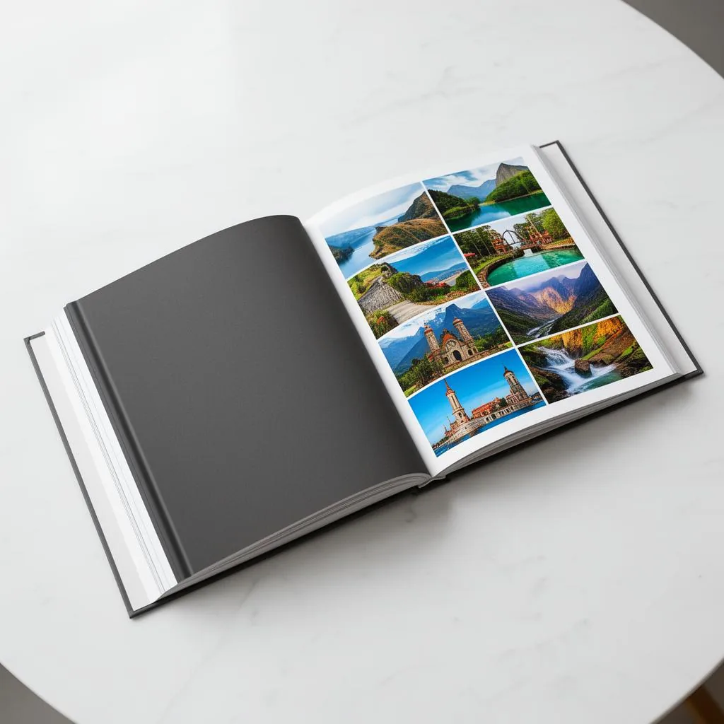 A finished Roamoir Memory Book, open to a spread